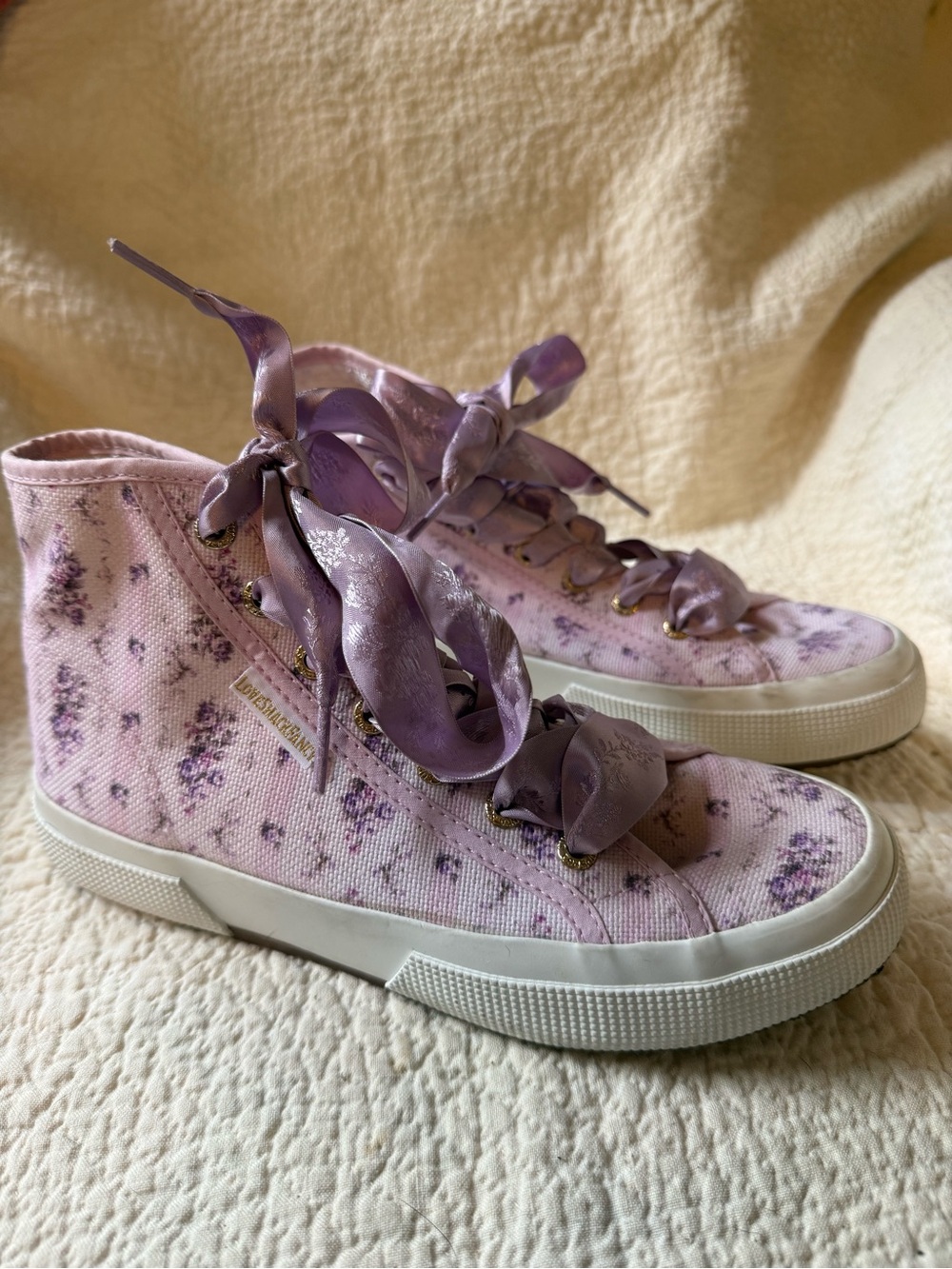 LoveShackFancy x Superga 2795 Pink Floral High-Top Sneakers EU 37 US 6.5